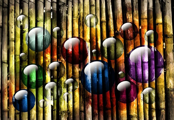 Bamboo art with balls — Stock Photo, Image