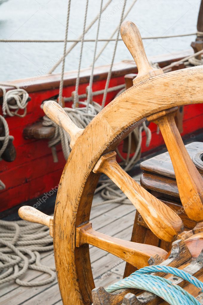 Steering wheel of an ancient sailing vessel