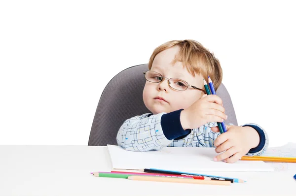 Portrait of the little boy with pencils — Stock Photo, Image