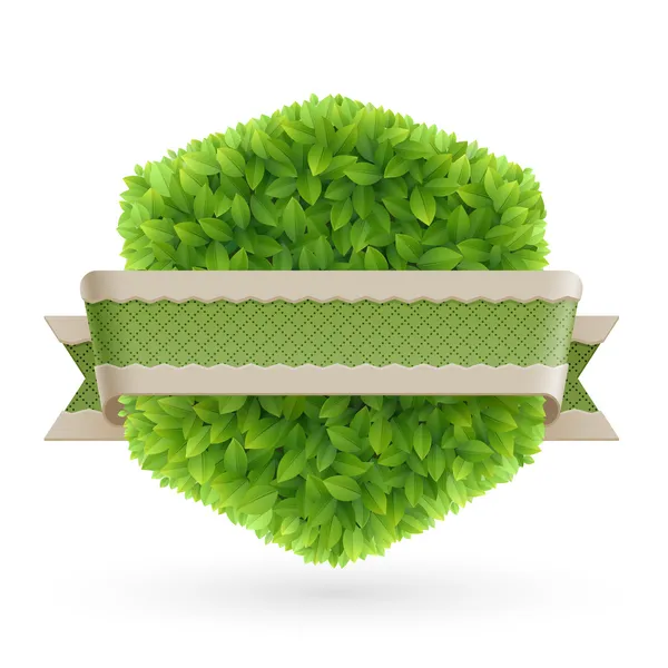 Винтажная этикетка с зелеными листьями — стоковый вектор