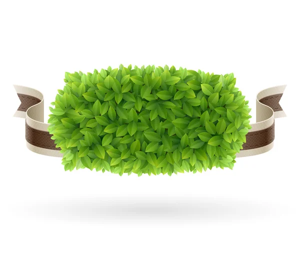 緑の葉の質感とのファーム新鮮なラベル — ストックベクタ