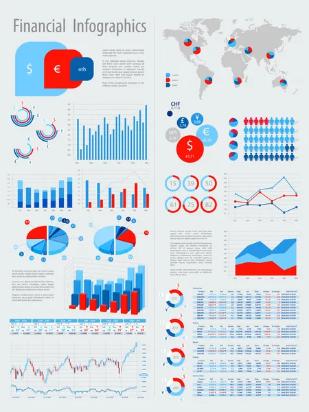 Financiële infographic instellen met grafieken — Stockvector