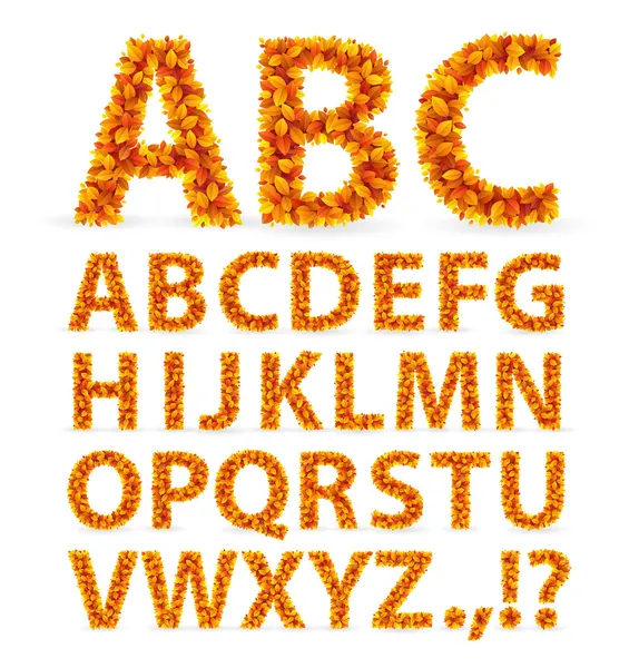 Herfstbladeren lettertype — Stockvector