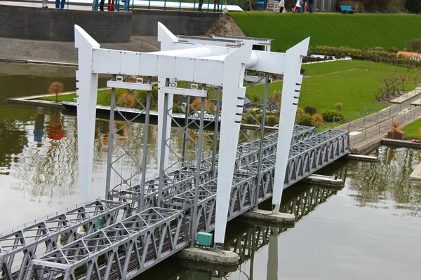 Miniature railway bridge in the park Madurodam. Netherlands, Den