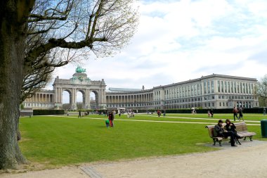 Cinquantennaire Park in Brussels in spring clipart
