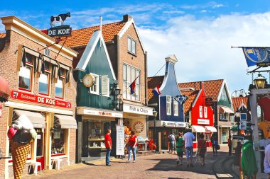 Volendam on the street. Netherlands clipart