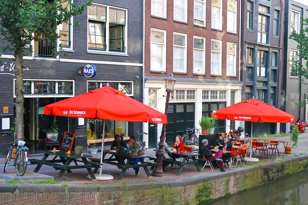 stock image Street cafe in Amsterdam. Netherlands