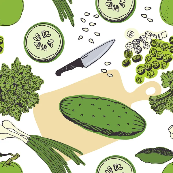 Komkommer salade achtergrond — Stockvector