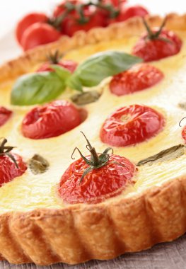 Cherry tomato and basil quiche