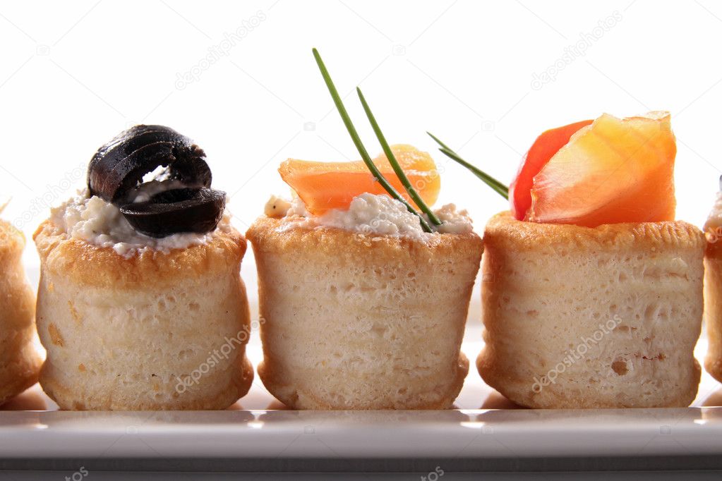 Canapes appetizer, buffet food