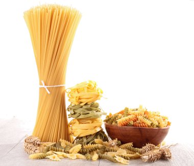 Assortment of raw pasta clipart