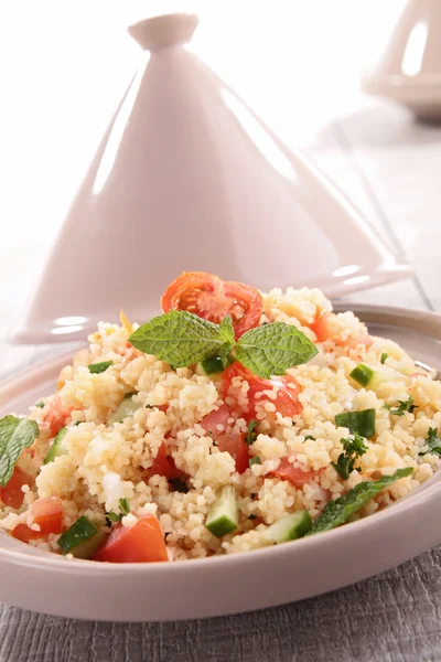 Tagine with couscous and vegetables — Stock Photo, Image