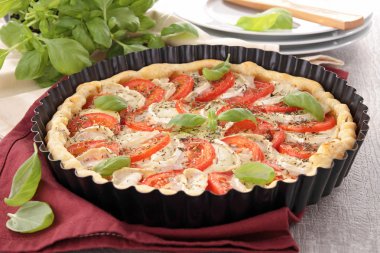 Tomato,cheese and basil tart clipart