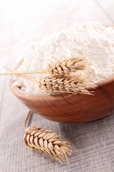 Bowl of flour and wheat