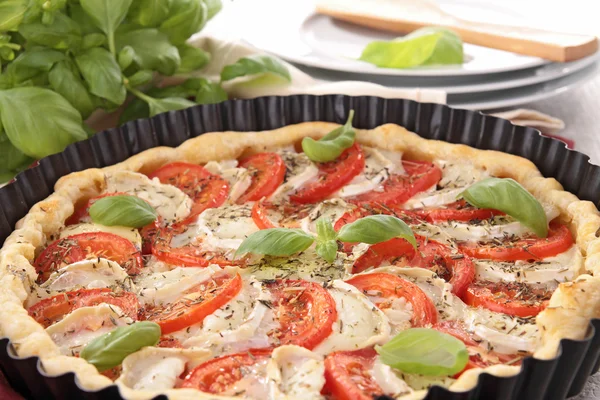 Torta de pizza / tomate e queijo — Fotografia de Stock
