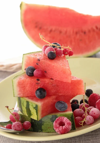 stock image Dessert,watermelon and berries fruits