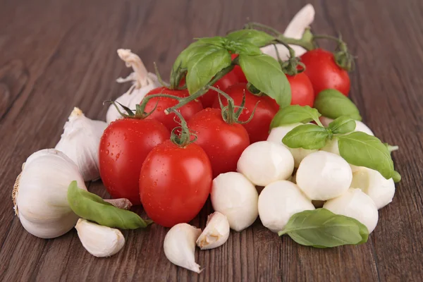 stock image Tomato,mozzarella,basil and garlic