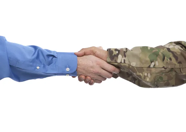 Militar e Empresário Handshake Fotos De Bancos De Imagens