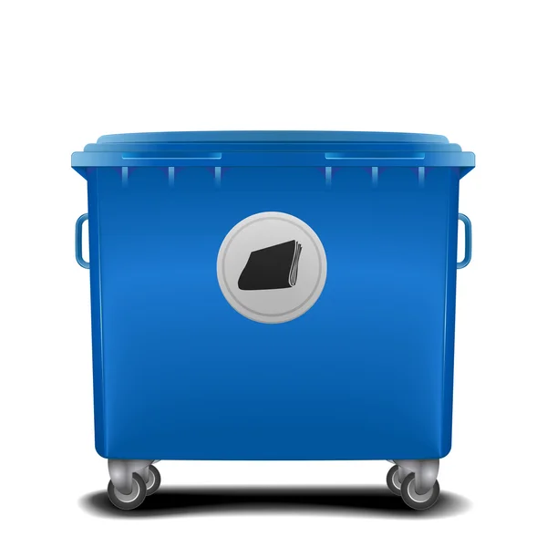 Cestino di riciclaggio blu — Vettoriale Stock