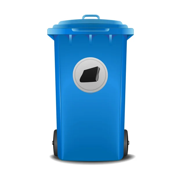 Cubo de reciclaje azul — Vector de stock