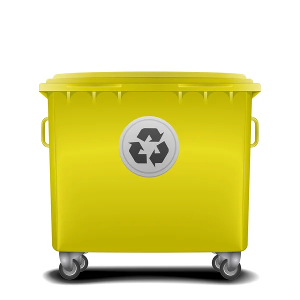 Yellow recycling bin — Stock Vector