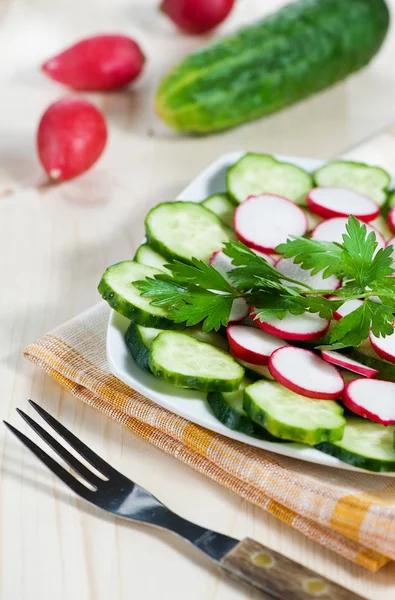Salat mit Gurken und Rettich — Stockfoto