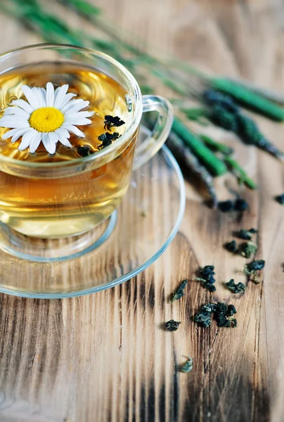 Чай с ромашкой и травами — стоковое фото