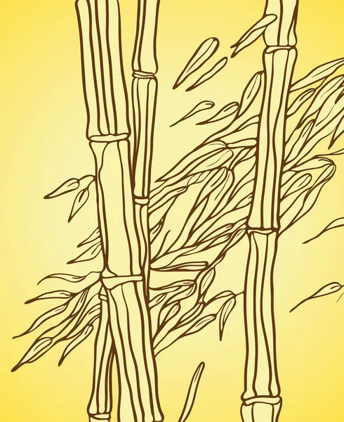 Bambu dengan daun di angin - Stok Vektor