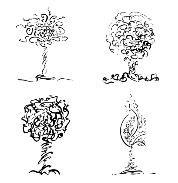 Árboles de diseño en estilo de boceto — Archivo Imágenes Vectoriales