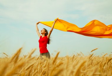 Teen girl at a wheat field clipart