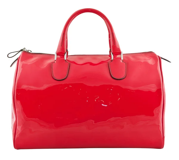 Piros női táska a elszigetelt fehér háttér — Stock Fotó