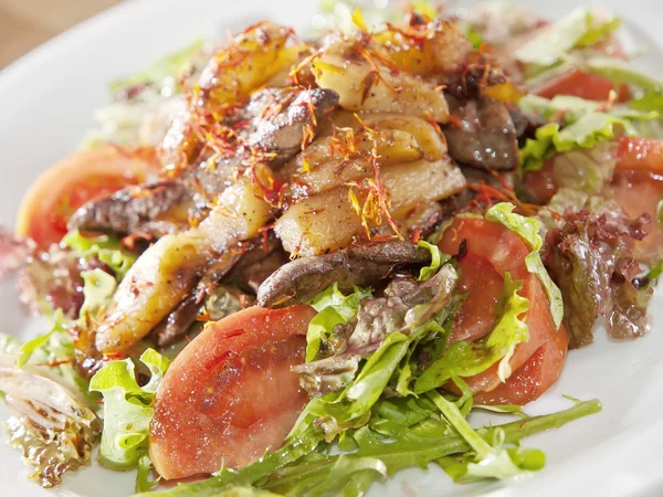 Свежий салат с мясом на гриле — стоковое фото