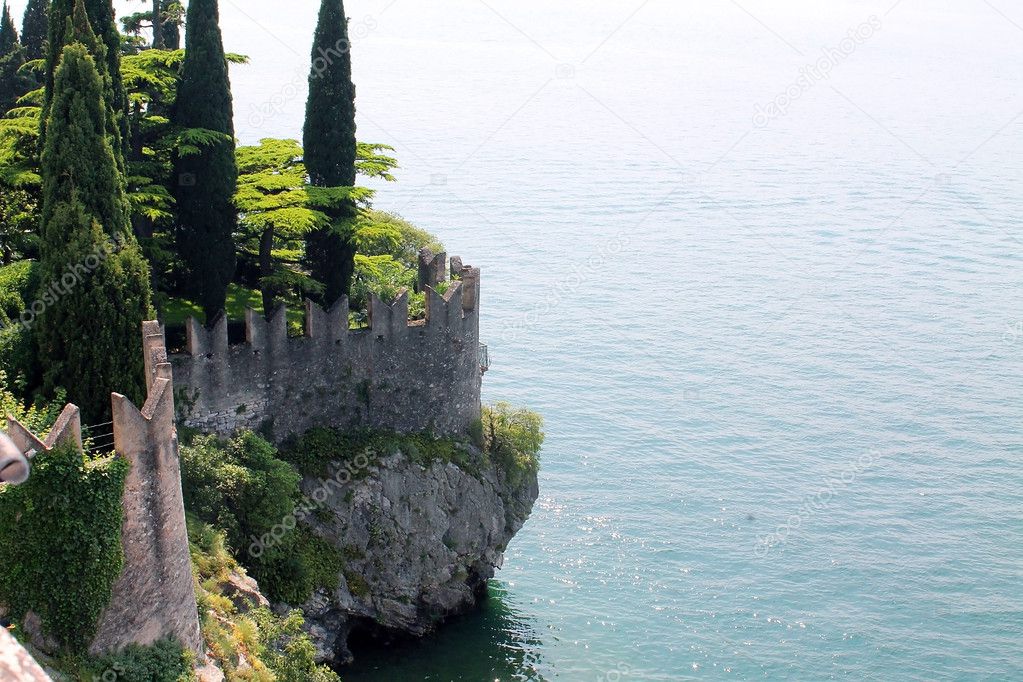 Old forttress above in lake Garda