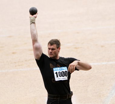 YALTA, UKRAINE, MAY 29: Semenov Andriy competes in the shot put competition on Ukrainian Cup in Athletics, on May 29, 2012 in Yalta, Ukraine clipart