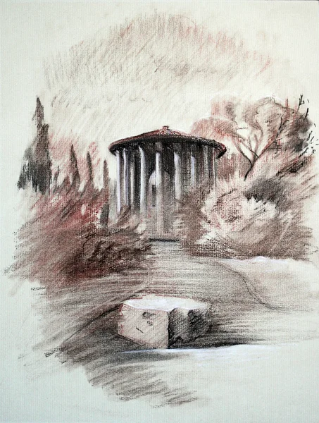 灶神星寺在罗马，意大利 — 图库照片