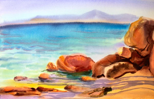 Akvarellmålning marinmålning — Stockfoto
