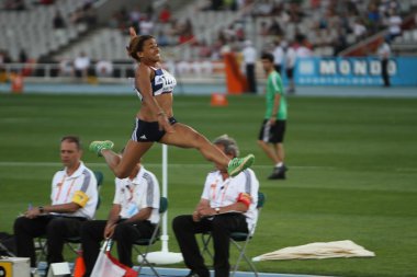 Barcelona, İspanya - Temmuz 13: Yigit sawyers İngiltere kazanmak uzun atlama IAAF Dünya Gençler Şampiyonası'nda bronz madalya 13 Temmuz 2012 barcelona, İspanya.