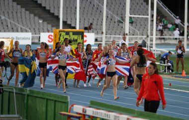 Kızlar sonra Son'u heptatlon olay IAAF Dünya Gençler Şampiyonası üzerinde 13 Temmuz 2012 Barcelona, İspanya.