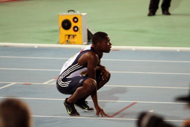 Barcelona, İspanya - Temmuz 13: david bolarinwa sonra 200 metre final IAAF Dünya Gençler Şampiyonası 13 Temmuz 2012 barcelona, İspanya.