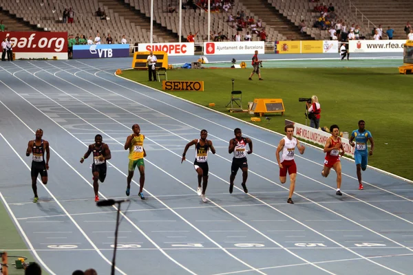 The final of the 200 meters on the IAAF World Junior Championships on July 13, 2012 in Barcelona, Spain — Stock Photo, Image