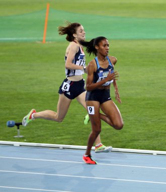 BARCELONA, SPAIN - JULY 12: Ajee Wilson the winner of the 800 meters final on the 2012 IAAF World Junior Athletics Championships on July 12, 2012 in Barcelona, Spain. clipart