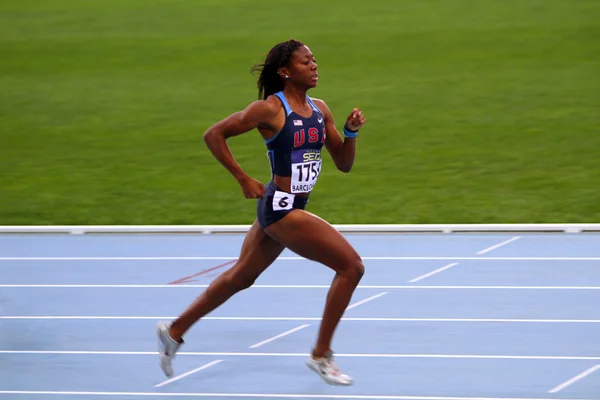エリカ ラッカー - iaaf 世界ジュニア陸上競技選手権大会 2012 年 7 月 12 日にバルセロナ、スペインに 400 メートルの銅メダリスト. — ストック写真