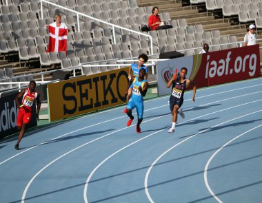 sporcular üzerinde 4 x 100 metre bayrak yarışı üzerinde IAAF Dünya Gençler Şampiyonası 13 Temmuz 2012 barcelona, İspanya .