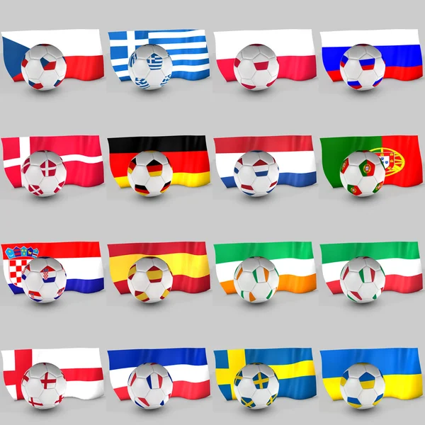 Flagged balls euro cup 2012 teams — Stock Photo, Image
