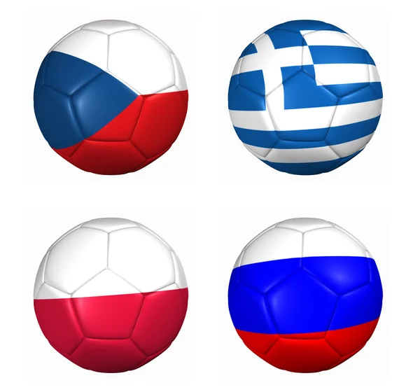 3d bola bandeiras euro copo 2012 grupo C — Fotografia de Stock