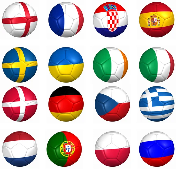 Gemarkeerde ballen euro cup 2012 teams — Stockfoto