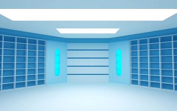 Blue futuristic room — Stock Photo, Image