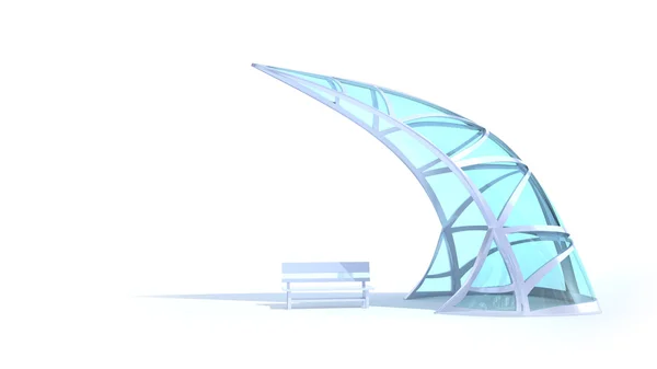 Futuristic arch and bench — Stock Photo, Image