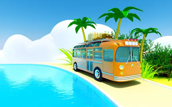 Tropisches Abenteuer mit dem Bus — Stockfoto