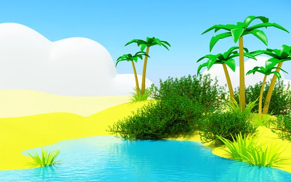 Oasis with a pond — Stock Photo, Image